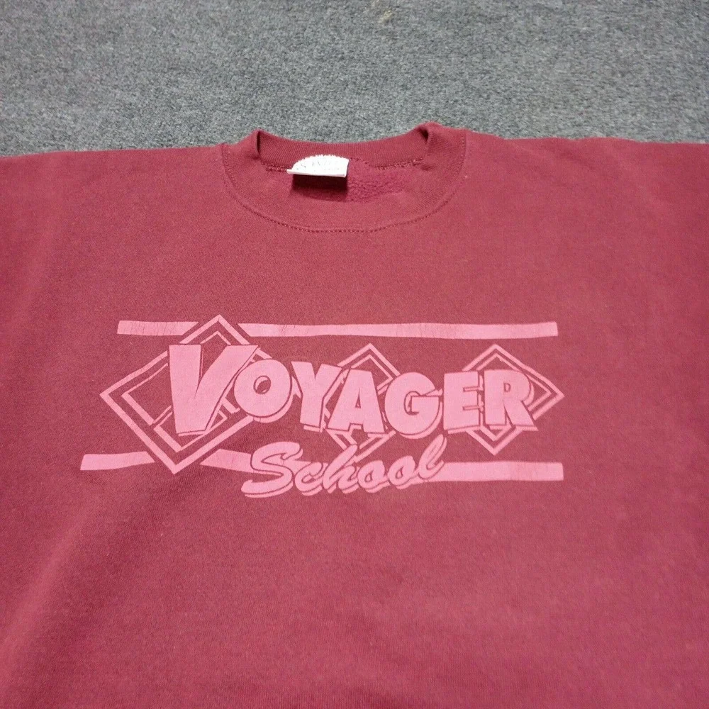 VINTAGE Voyager School Sweater Maroon‎ 2XL XXL Santee Heavyweight USA Made